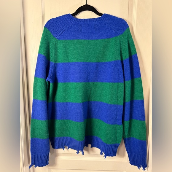 NEW Sandrine Rose Cashmere Sweater - Green and Blue Stripe Sz L - Picture 5 of 10